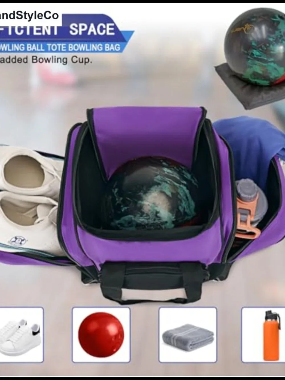 Bowling Ball Bag Single Tote Padded Ball Holder Ventilated Shoe Pocket
